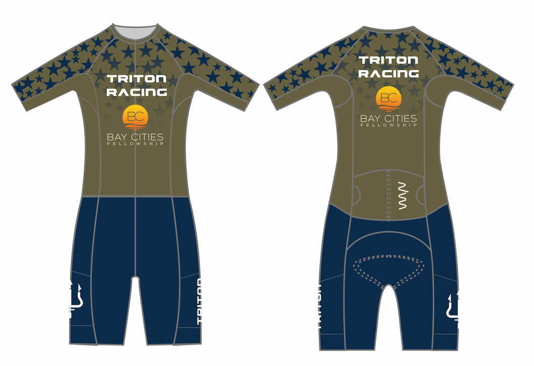 Triton Racing Hi Velocity X sleeved triathlon suit - Gold/Navy (men's)